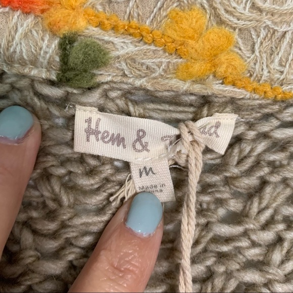 Hem & Thread Wool Blend Button Up Sweater NWT - Picture 3 of 10